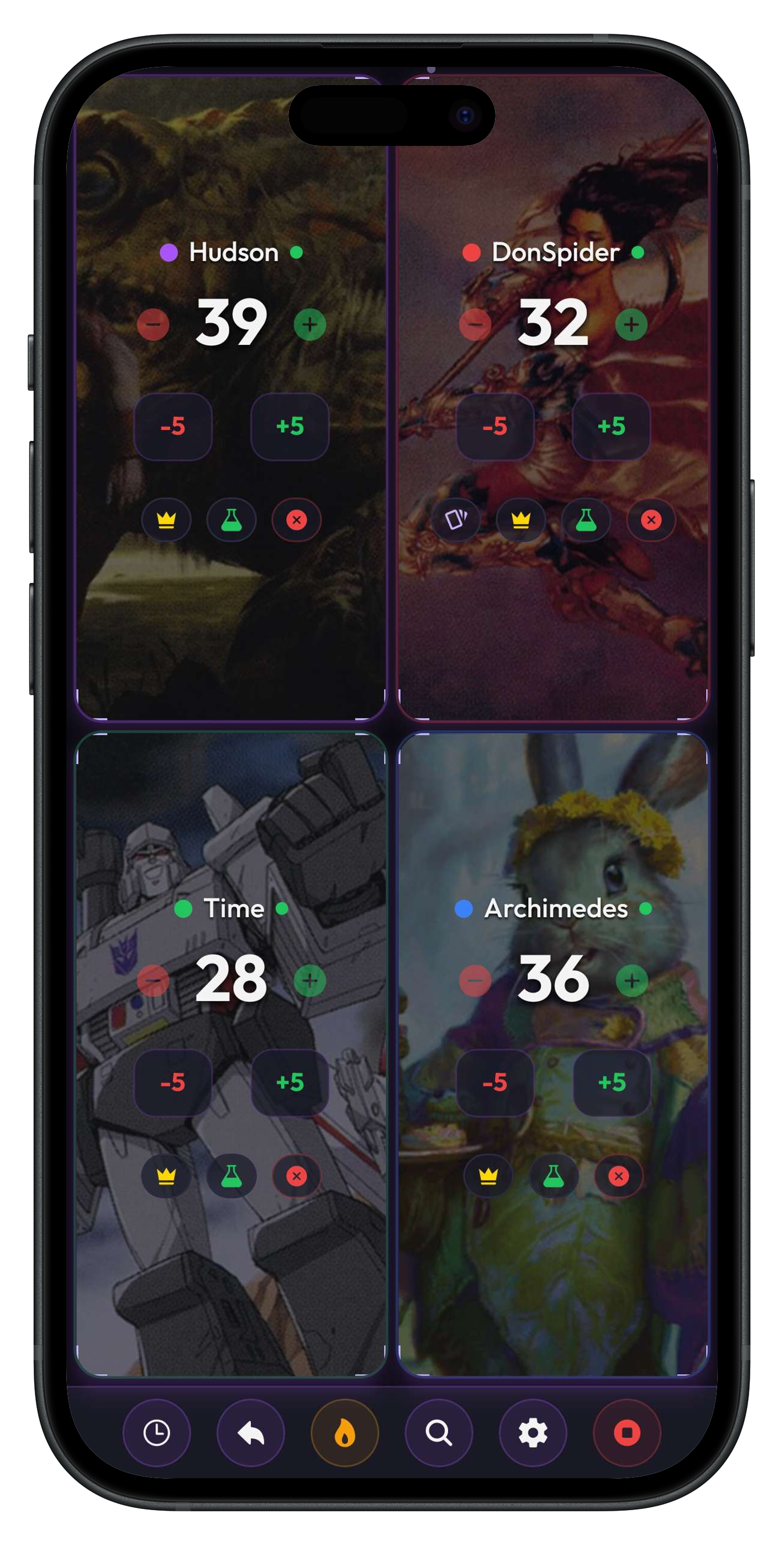 Live life tracker during a game